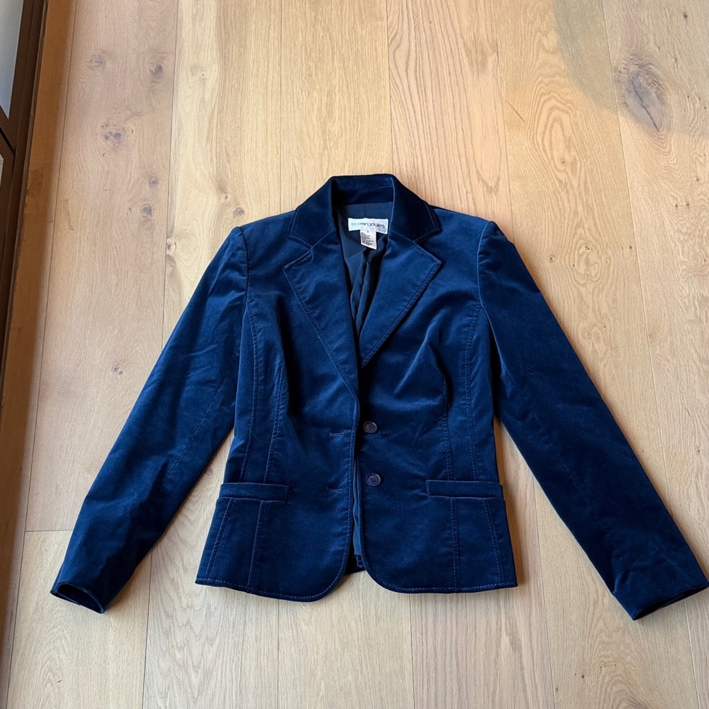 Women's Navy Velvet Blazer